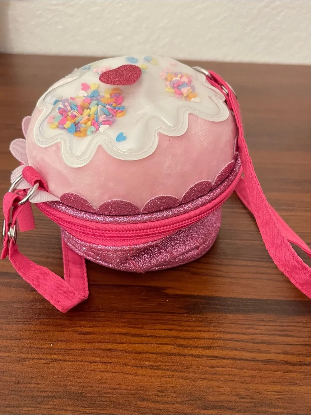 Claire's Pink Cupcake Crossbody Bag with Sprinkles